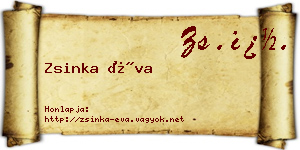 Zsinka Éva névjegykártya